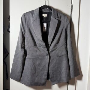 NWT LOFT Gray/Black Charcoal Herringbone Blazer (Size 8)